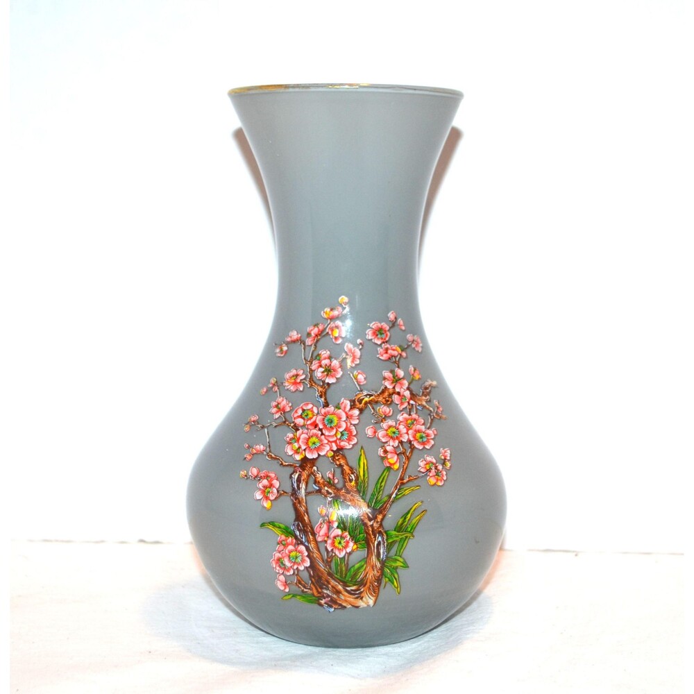 Vintage Vase Cherry Blossoms on Gray Perfect for Lego Flowers